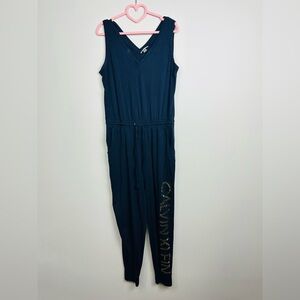 Calvin Klein Blue Jumpsuit with Gold Detail Size Medium